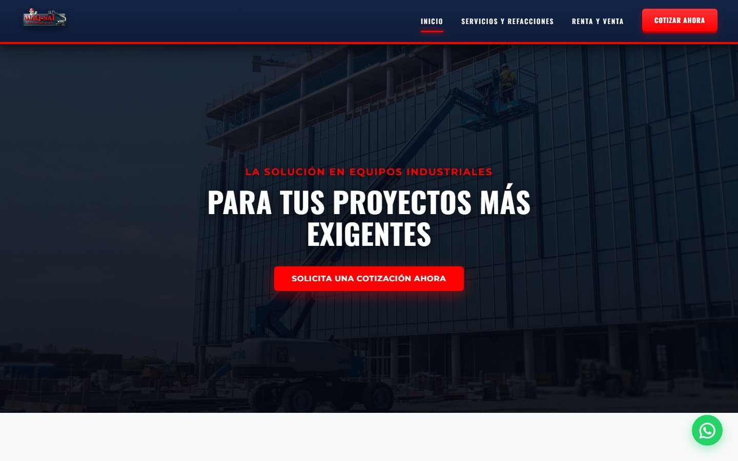 Captura del sitio Maq-Sai, cotizador de maquinaria industrial